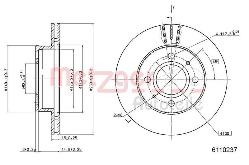 METZGER 6110237 Bremsscheibe Lack/Ks f&uuml;r HYUNDAI VA