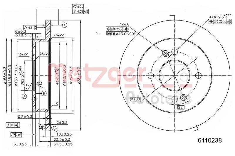 METZGER 6110238 Bremsscheibe Lack/Ks f&uuml;r HYUNDAI/KIA HA