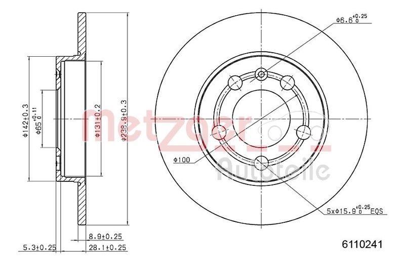 METZGER 6110241 Bremsscheibe Lack/Ks/Ms f&uuml;r AUDI HA