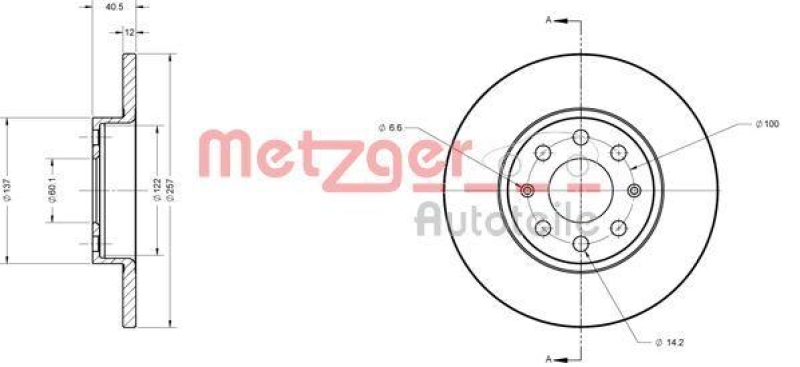 METZGER 6110246 Bremsscheibe Lack/Ks f&uuml;r FIAT/OPEL VA