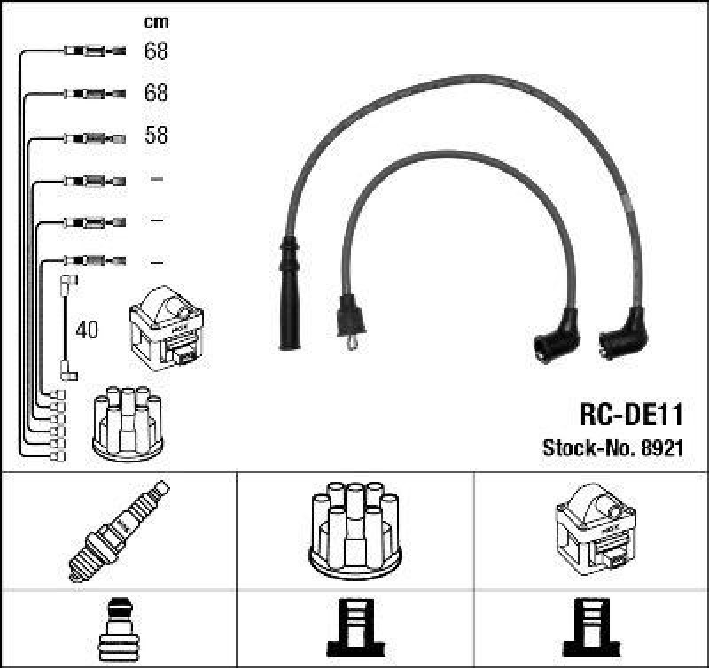 NGK 8921 Z&uuml;ndleitungssatz RC-DE11 |Z&uuml;ndkabel