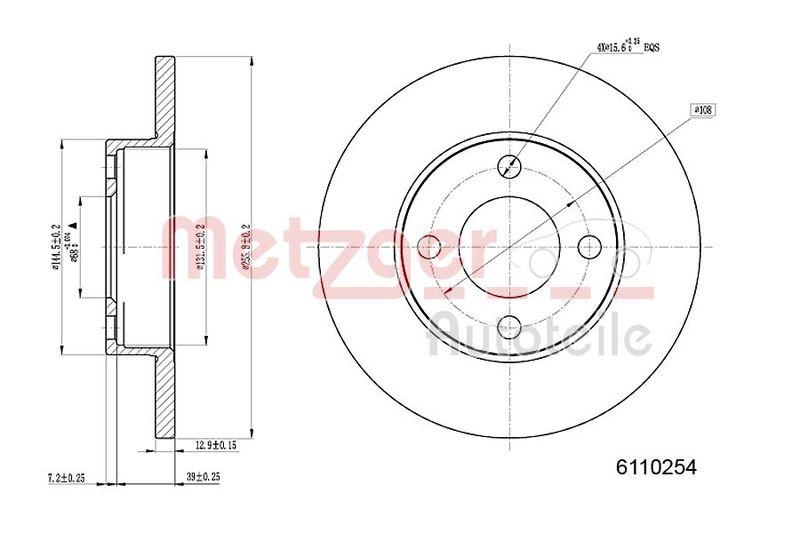 METZGER 6110254 Bremsscheibe Lack/Ks f&uuml;r AUDI VA