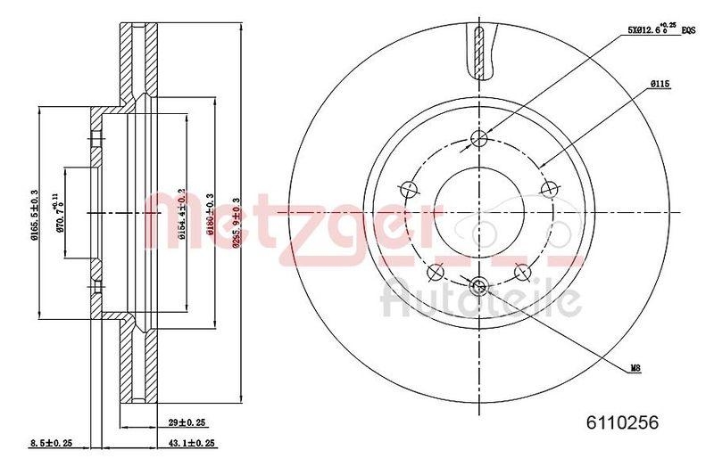 METZGER 6110256 Bremsscheibe Lack/Ks f&uuml;r OPEL VA