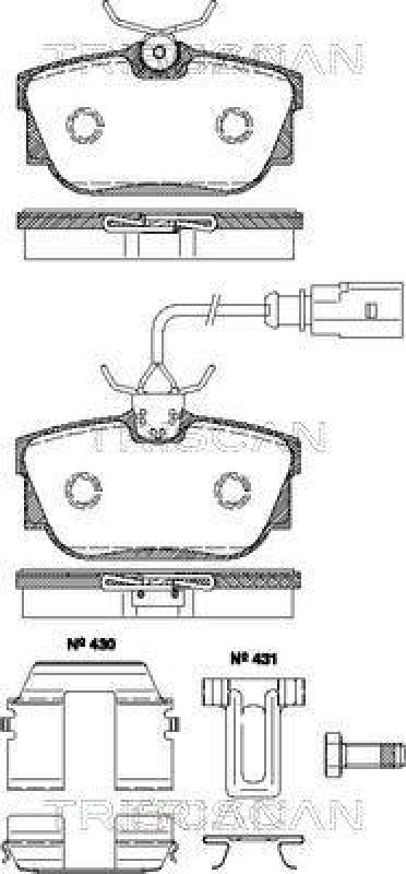 TRISCAN 8110 29029 Bremsbelag Hinten f&uuml;r Vw Transporter