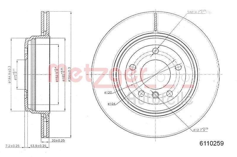 METZGER 6110259 Bremsscheibe Lack/Ks/Ms/Hc f&uuml;r BMW HA