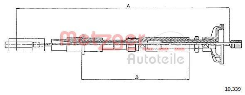 METZGER 10.339 Seilzug, Kupplungsbetätigung für VW