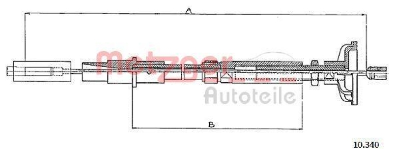 METZGER 10.340 Seilzug, Kupplungsbetätigung für SEAT/VW