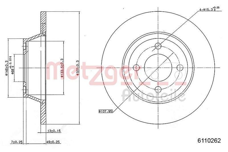 METZGER 6110262 Bremsscheibe Lack/Ks f&uuml;r AUDI VA
