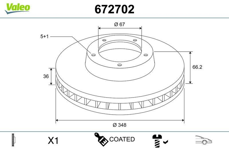 VALEO 672702 COATED BRAKE DISC X1 BMW X3 FR