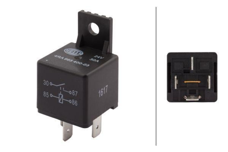 HELLA 4RA 965 400-031 Relais, Arbeitsstrom 24V Schliesser, Mini, 4-polig