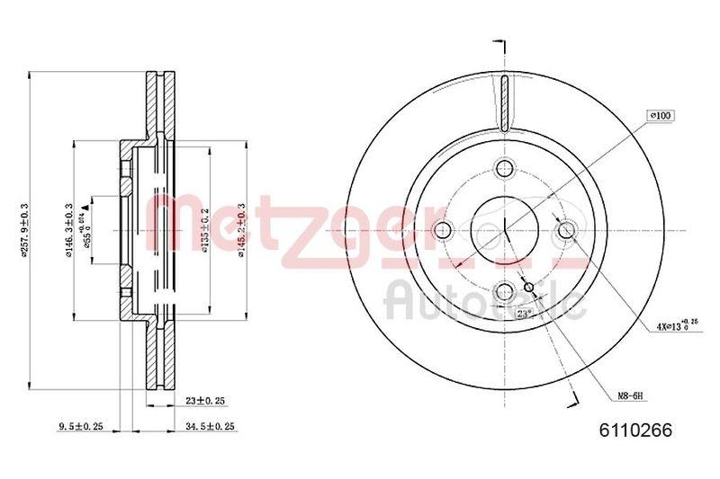 METZGER 6110266 Bremsscheibe Lack/Ks f&uuml;r MAZDA VA