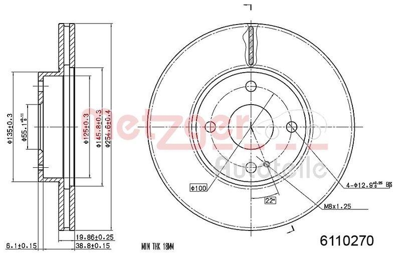 METZGER 6110270 Bremsscheibe Lack/Ks f&uuml;r MAZDA VA