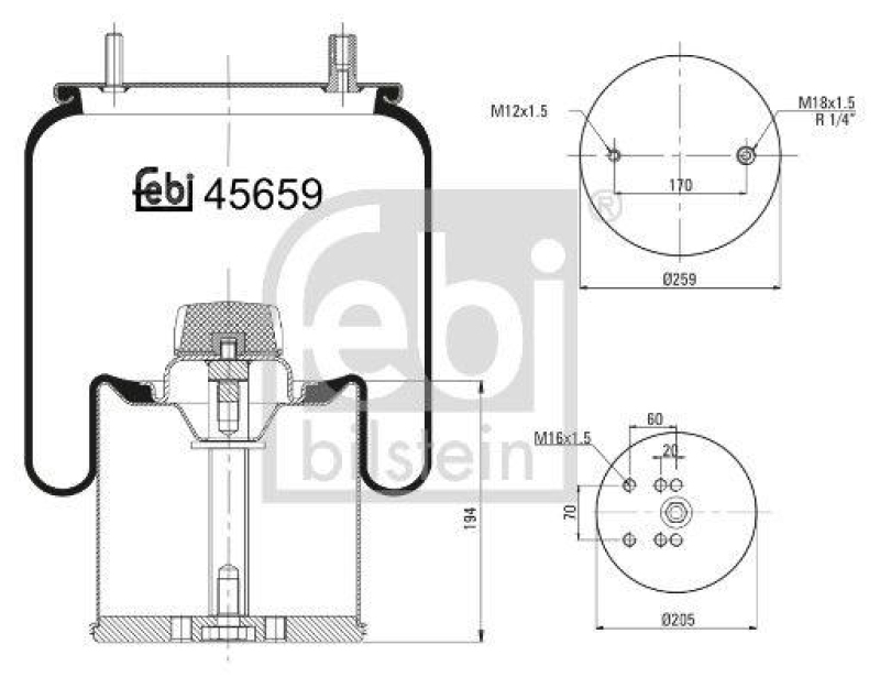 FEBI BILSTEIN 45659 Luftfederbalg mit Stahlkolben