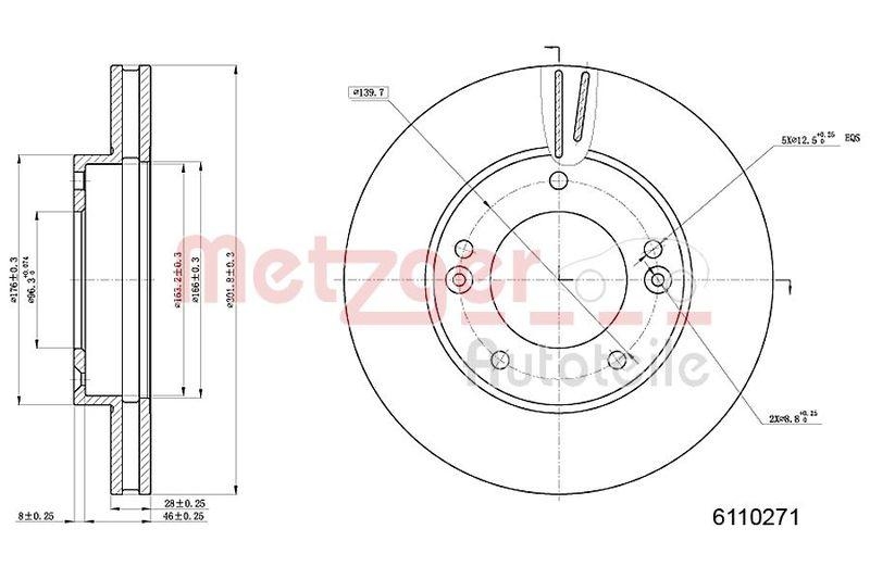 METZGER 6110271 Bremsscheibe Lack/Ks f&uuml;r KIA VA