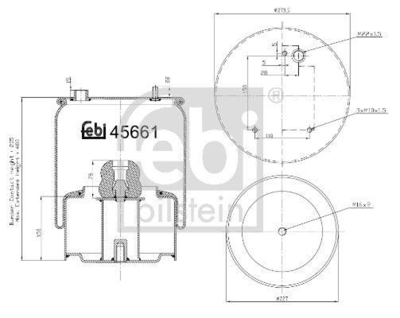 FEBI BILSTEIN 45661 Luftfederbalg mit Stahlkolben für DAF