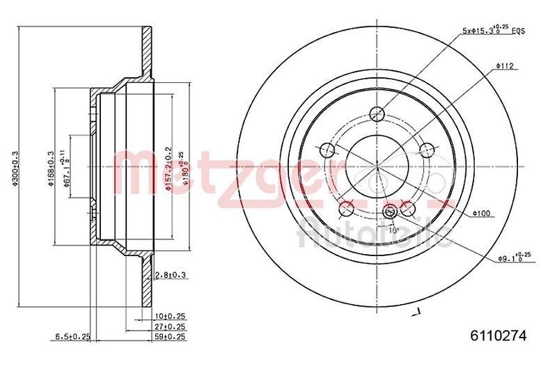 METZGER 6110274 Bremsscheibe Lack/Ks/Ms f&uuml;r MB HA