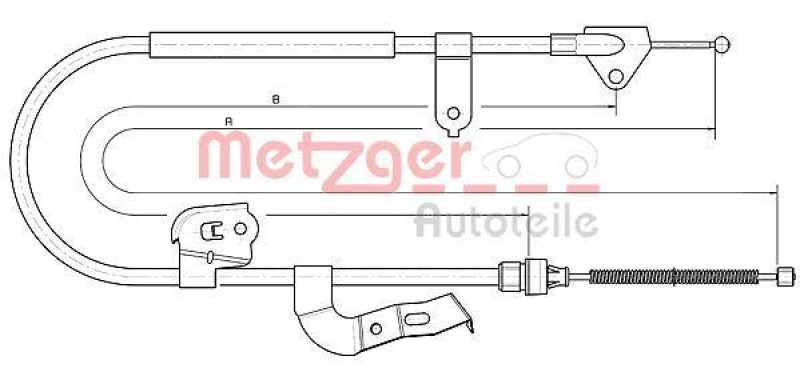 METZGER 10.4511 Seilzug, Feststellbremse f&uuml;r CITROEN/PEUGEOT/TOYOTA hinten links