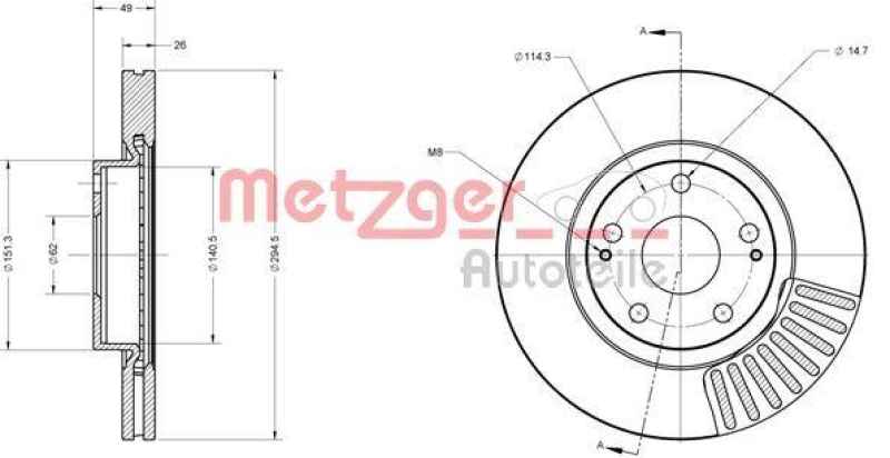 METZGER 6110276 Bremsscheibe Lack/Ks f&uuml;r TOYOTA VA