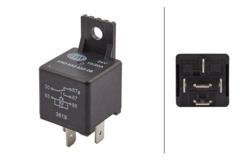 HELLA 4RD 933 332-081 Relais, Arbeitsstrom 24V Wechsler, Mini, 5-polig