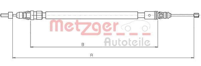 METZGER 10.4663 Seilzug, Feststellbremse für CITROEN hinten links