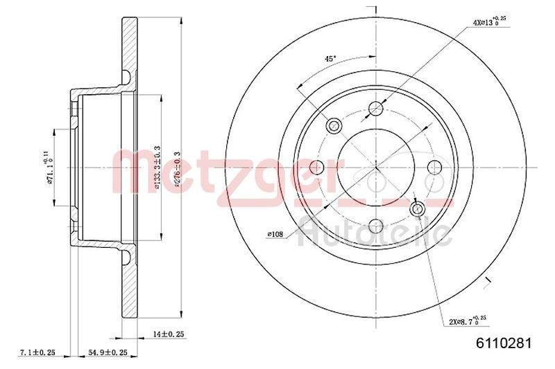 METZGER 6110281 Bremsscheibe Lack/Ks f&uuml;r CITROEN HA