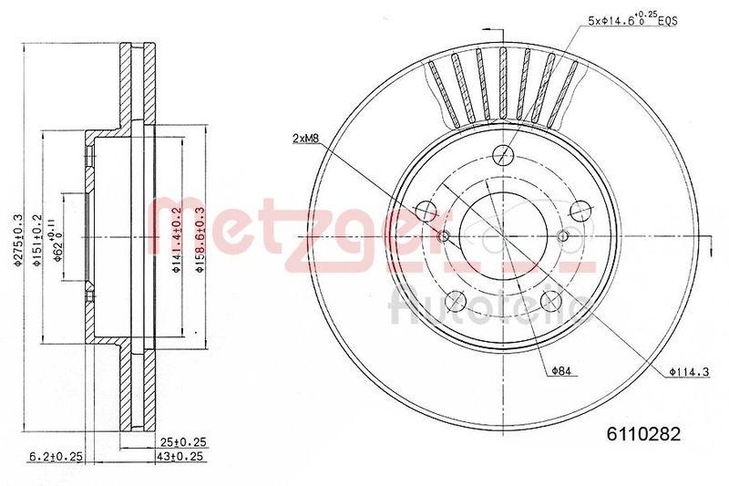 METZGER 6110282 Bremsscheibe Lack/Ks f&uuml;r TOYOTA VA