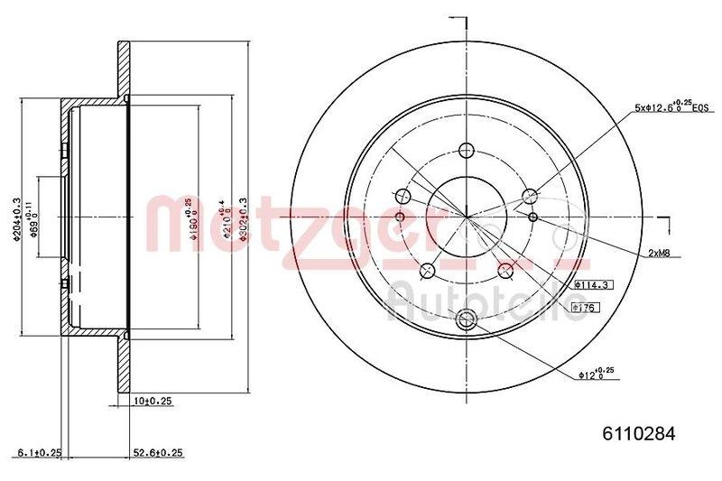 METZGER 6110284 Bremsscheibe Lack/Ks f&uuml;r MITSUBISHI HA