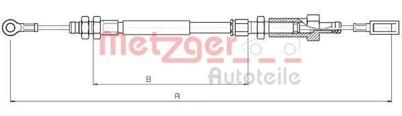 METZGER 10.4723 Seilzug, Feststellbremse f&uuml;r CITROEN/FIAT/PEUGEOT vorne
