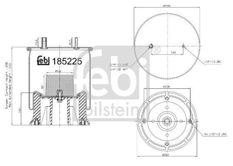 FEBI BILSTEIN 185225 Luftfederbalg mit Kunststoffkolben für Sauer