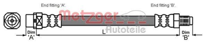 METZGER 4111438 Bremsschlauch f&uuml;r BMW VA links/rechts