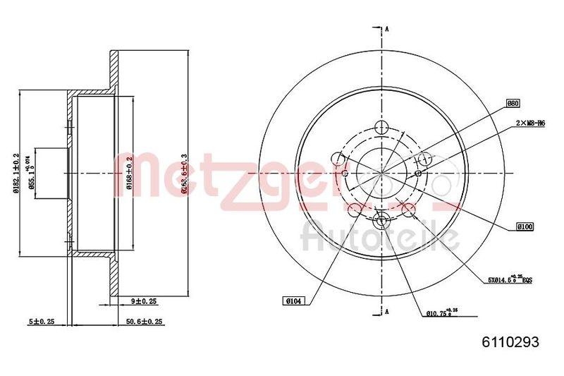 METZGER 6110293 Bremsscheibe Lack/Ks f&uuml;r TOYOTA HA
