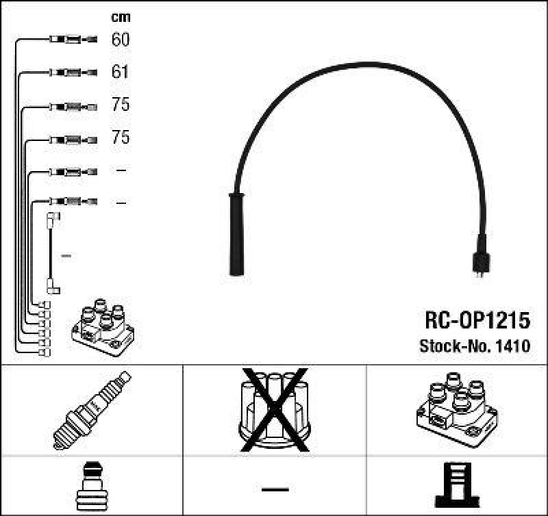 NGK 1410 Z&uuml;ndleitungssatz RC-OP1215 |Z&uuml;ndkabel