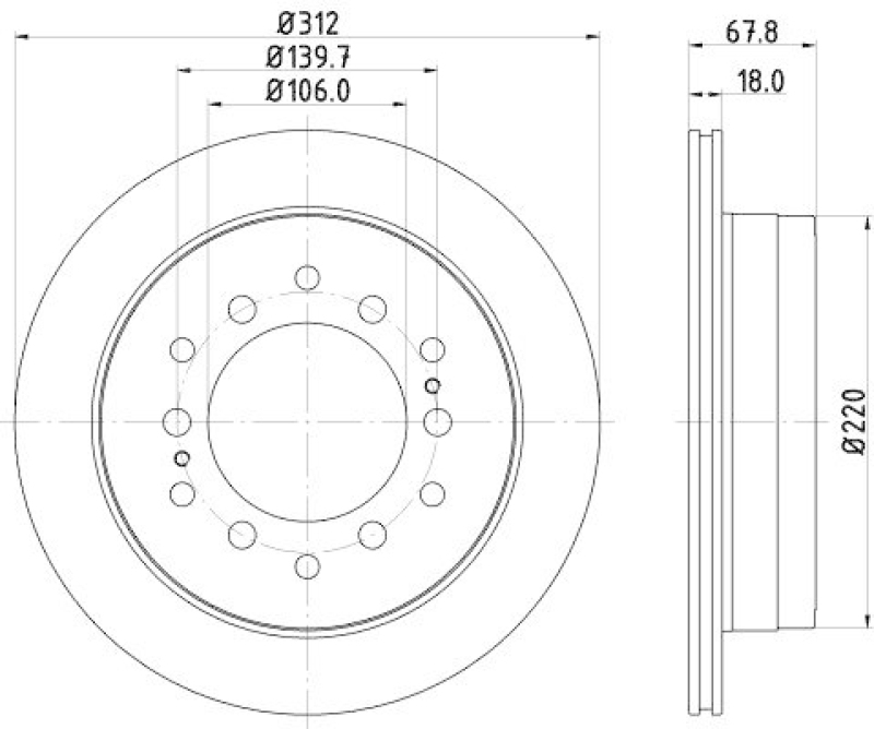 HELLA 8DD 355 114-861 Bremsscheibe f&uuml;r TOYOTA