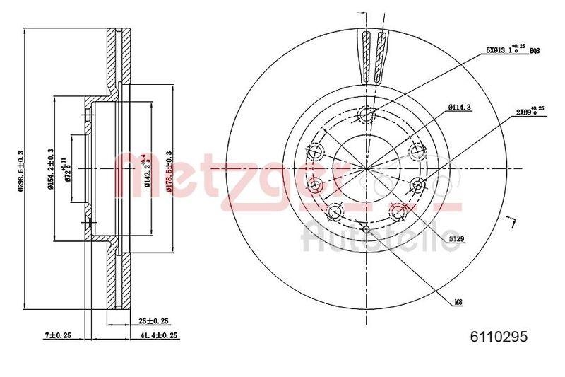 METZGER 6110295 Bremsscheibe Lack/Ks f&uuml;r MAZDA VA