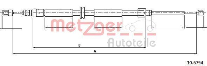 METZGER 10.6794 Seilzug, Feststellbremse f&uuml;r RENAULT hinten links/rechts