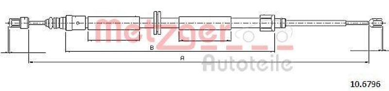 METZGER 10.6796 Seilzug, Feststellbremse für RENAULT hinten links/rechts