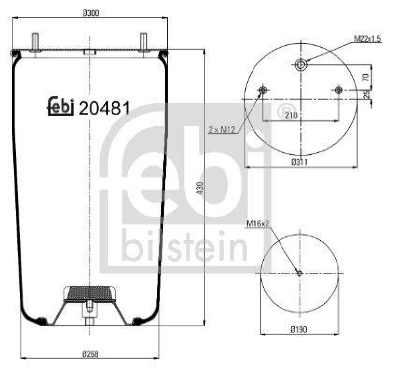 FEBI BILSTEIN 20481 Luftfederbalg ohne Kolben