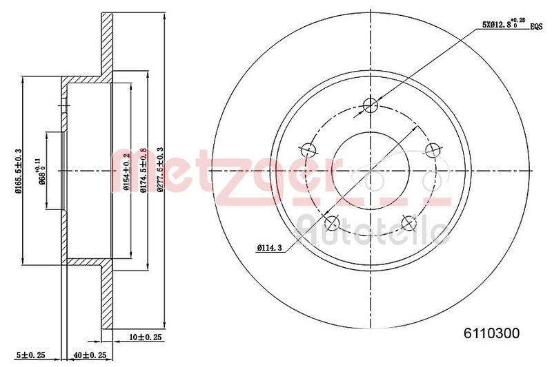 METZGER 6110300 Bremsscheibe Lack/Ks f&uuml;r NISSAN HA