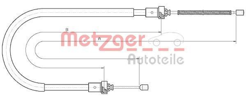 METZGER 10.6894 Seilzug, Feststellbremse f&uuml;r DACIA hinten links/rechts