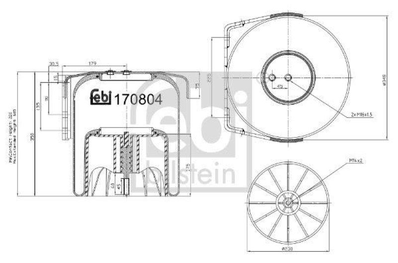 FEBI BILSTEIN 170804 Luftfederbalg mit Kunststoffkolben für Iveco