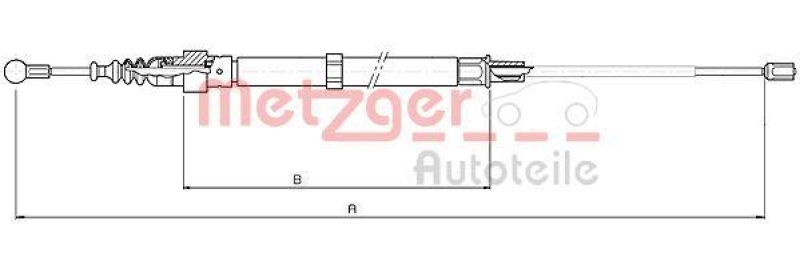 METZGER 10.7508 Seilzug, Feststellbremse f&uuml;r AUDI/SEAT/SKODA/VW hinten links/rechts