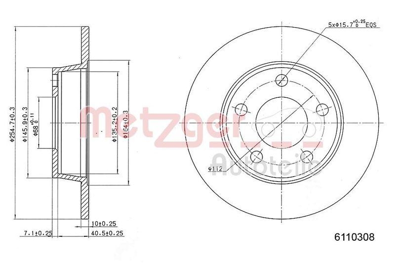 METZGER 6110308 Bremsscheibe Lack/Ks f&uuml;r AUDI HA