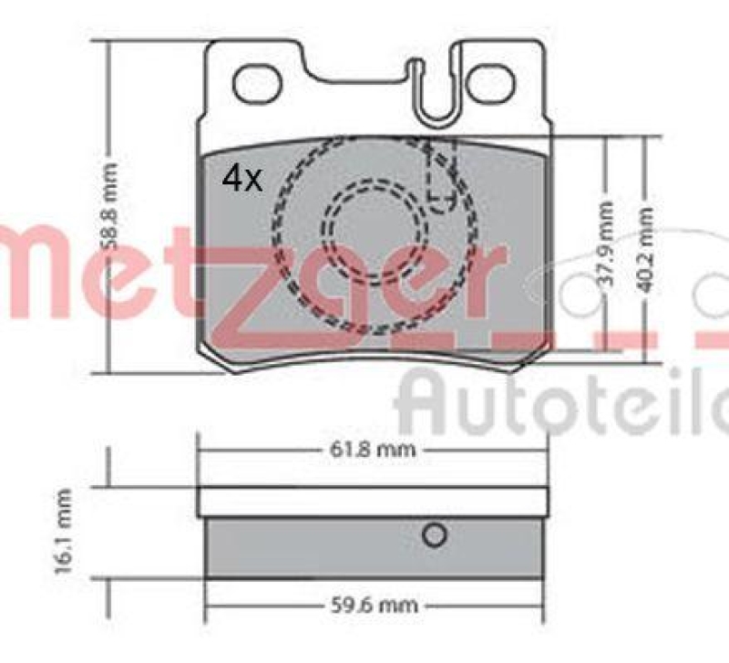 METZGER 1170158 Bremsbelagsatz, Scheibenbremse WVA 21 026