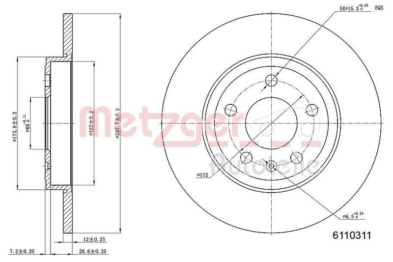 METZGER 6110311 Bremsscheibe Lack/Ks f&uuml;r AUDI HA