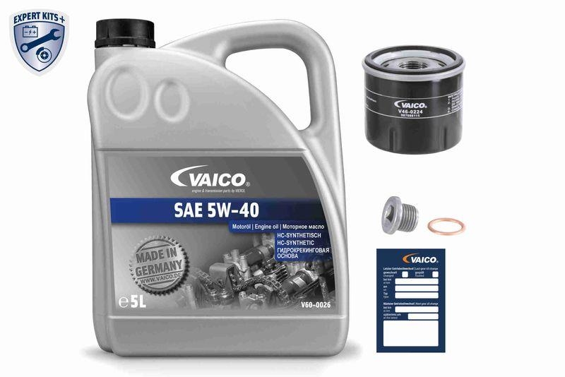 VAICO V60-3013 Teilesatz, Inspektion Sae 5W-40 + Filter + &Ouml;lablassschraube f&uuml;r RENAULT