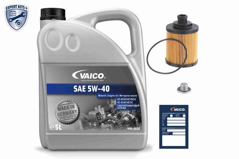 VAICO V60-3017 Teilesatz, Inspektion Sae 5W-40 + Filter + &Ouml;lablassschraube F&uuml; f&uuml;r OPEL