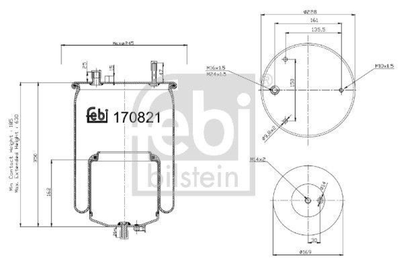 FEBI BILSTEIN 170821 Luftfederbalg mit Stahlkolben für Volvo