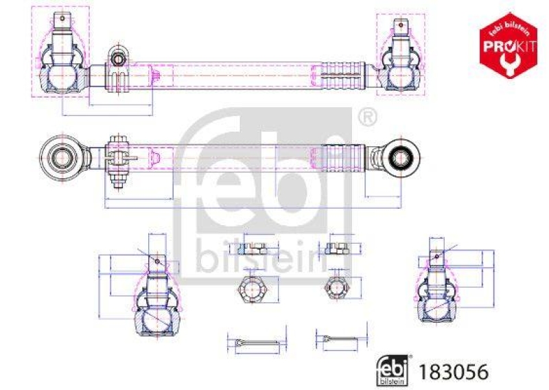 FEBI BILSTEIN 183056 Lenkstange mit Kronenmuttern und Splinten f&uuml;r Scania