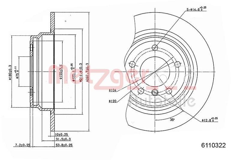 METZGER 6110322 Bremsscheibe Lack/Ks/Ms f&uuml;r BMW HA