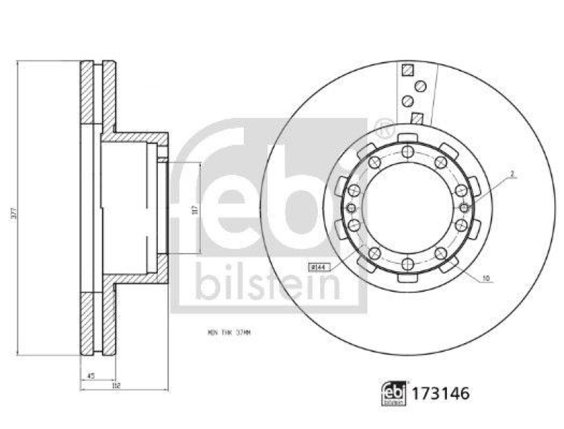 FEBI BILSTEIN 173146 Bremsscheibe f&uuml;r DAF